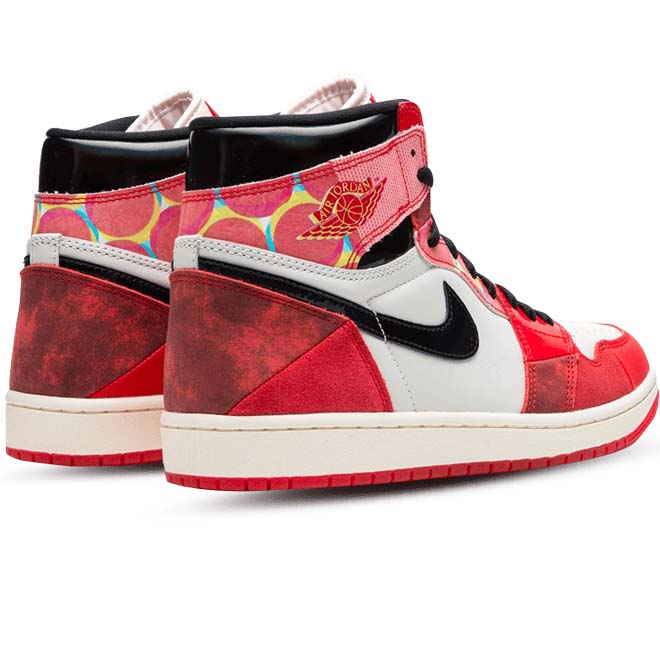 Air Jordan 1 High OG Spider-Man Across the Spider-Verse PS back view preschool sneaker