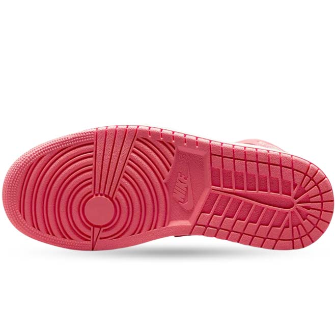 Air Jordan 1 Mid Strawberries And Cream dames zool met grip patroon en roze creme detail