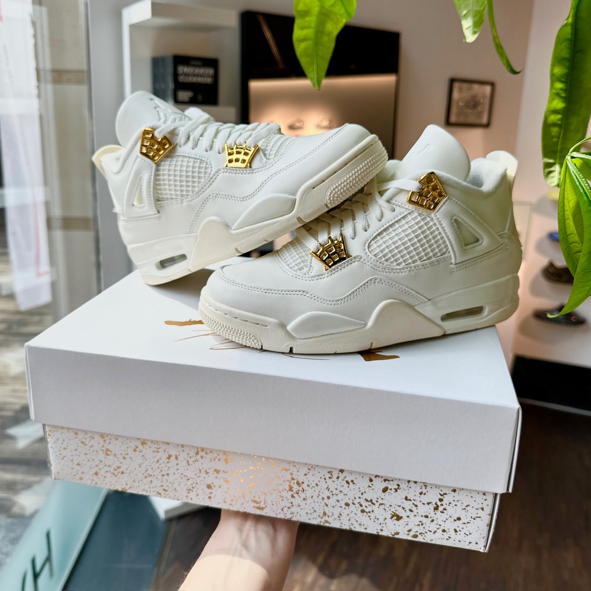 Air Jordan 4 Retro Metallic Gold sneaker in-store real life