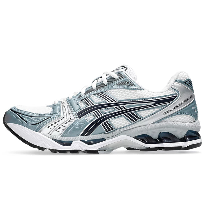 ASICS Gel-Kayano 14 White Fjord Grey front view sneaker