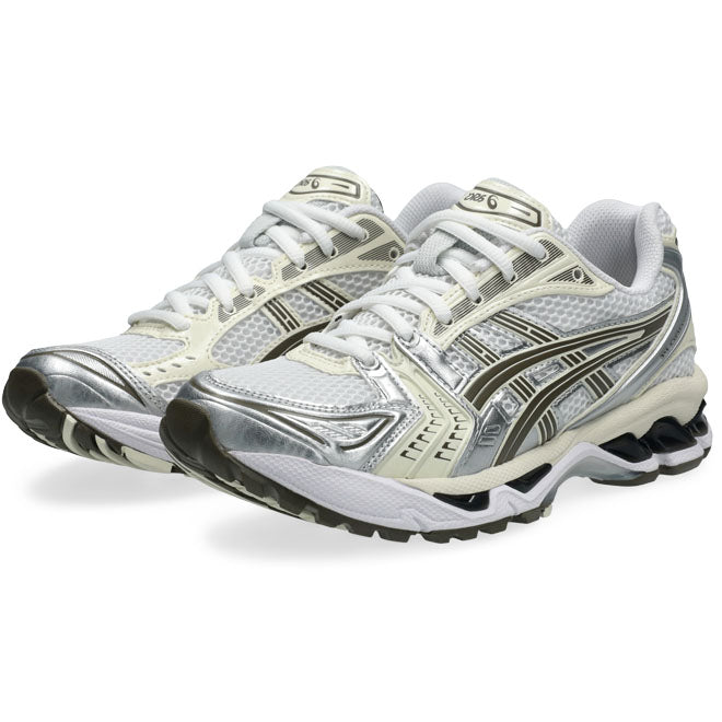 ASICS Gel Kayano 14 White Ivory zijkant cage design en GEL zool detail