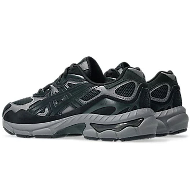 ASICS Gel-NYC Graphite Grey Black GS volledig zijaanzicht met mesh upper en GEL zool