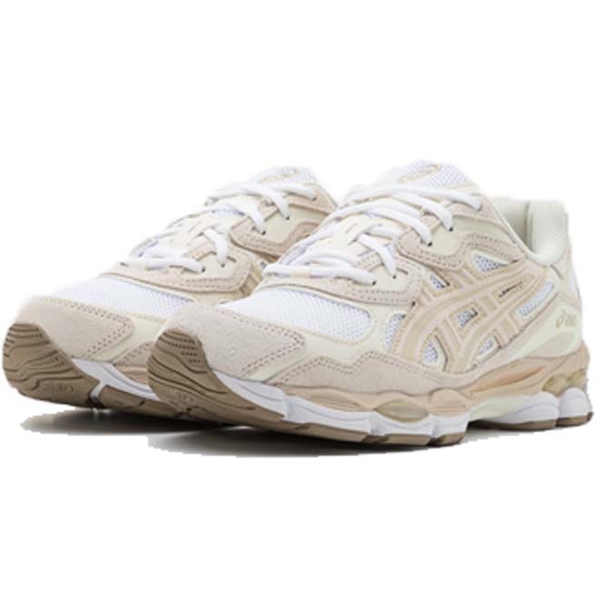 ASICS Gel NYC White Feather Grey front view witte grijze runner sneaker