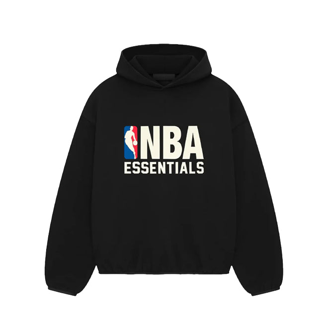 Fear of God Essentials NBA Black White hoodie front view