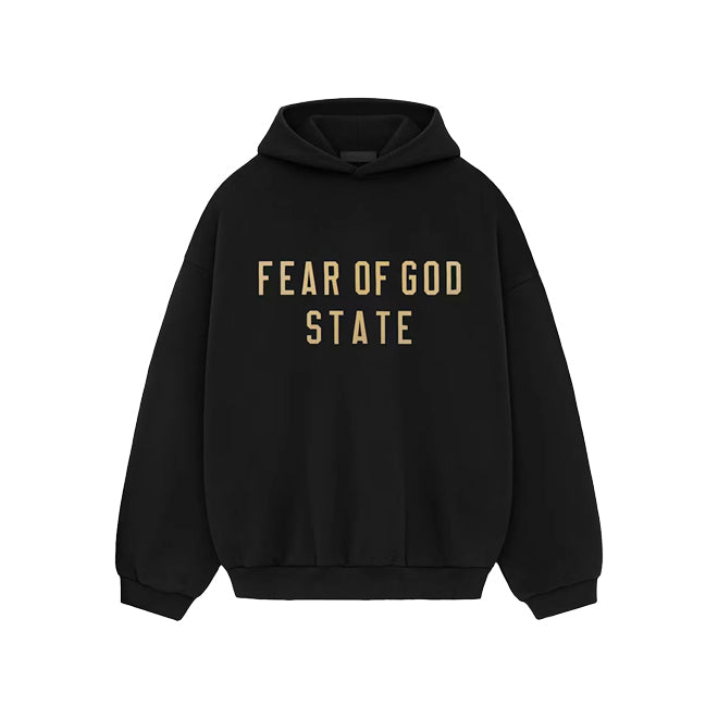 Fear of God Essentials FW24 Black Yellow State Hoodie