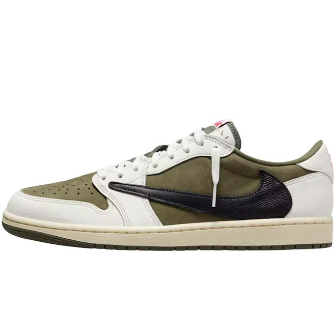 Jordan 1 Retro Low OG SP Travis Scott Medium Olive front view sneaker