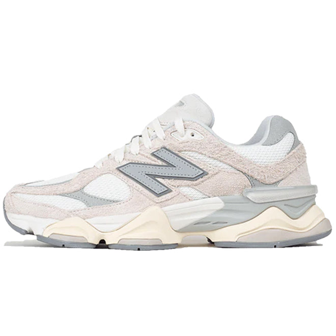 New Balance 9060 Moonbeam Sea Salt sneaker front view in beige tones