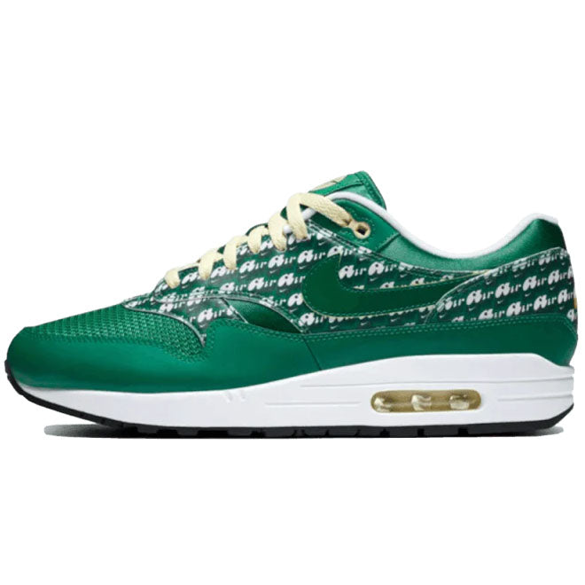 Nike Air Max 1 Limeade front view groene sneaker met witte Swoosh en Air unit