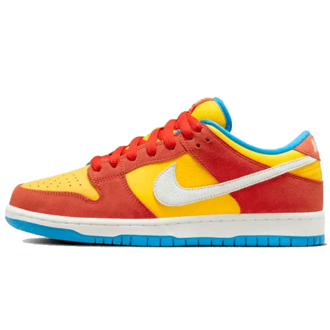 Nike SB Dunk Low Pro Bart Simpson front view kleurrijke sneaker met geel rood en blauw details