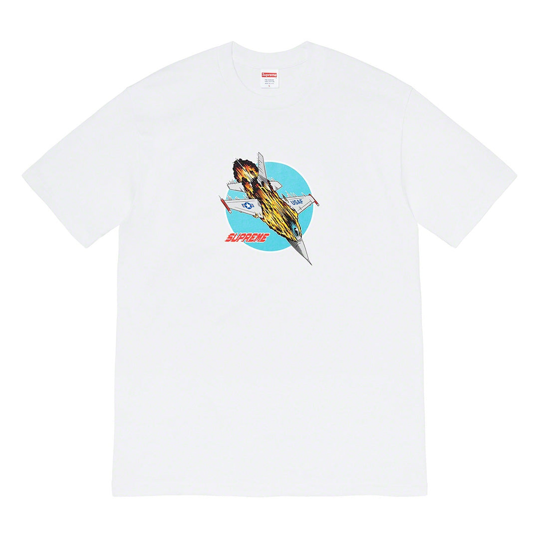 Supreme jet Tee White front view Wit T-shirt met Supreme graphic
