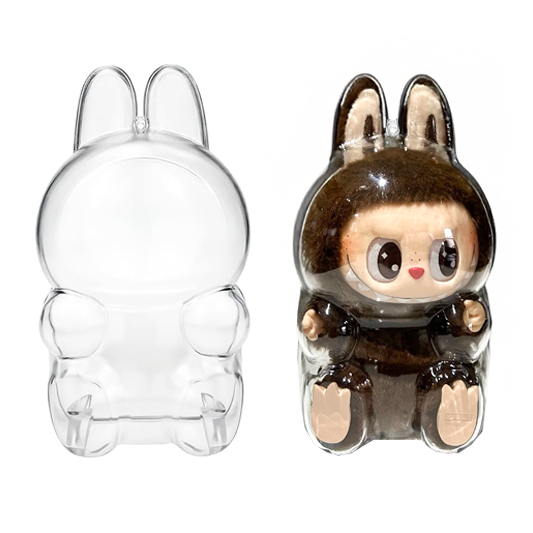 Transparante display case Labubu Big Into Energy Macaron Pop beschermhoes voorkant