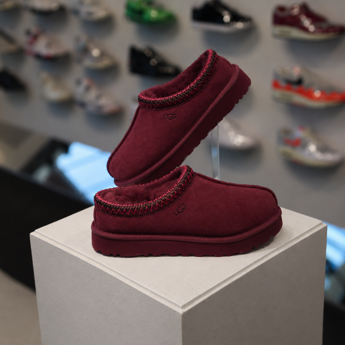 UGG Tasman II Slipper Burnt Magenta in de winkel met echte kleur en premium suède afwerking