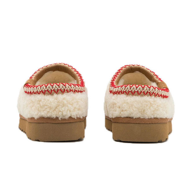 UGG Tasman Maxi Curly Slipper Natural achterkant hiel en UGG logo detail