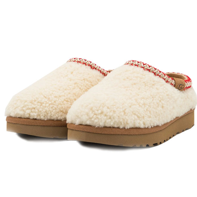UGG Tasman Maxi Curly Slipper Natural zijkant curly wol en design detail