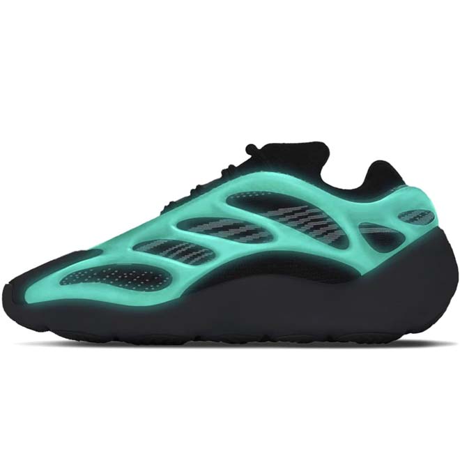 Adidas Yeezy 700 V3 Dark Glow glow in the dark cage detail close-up