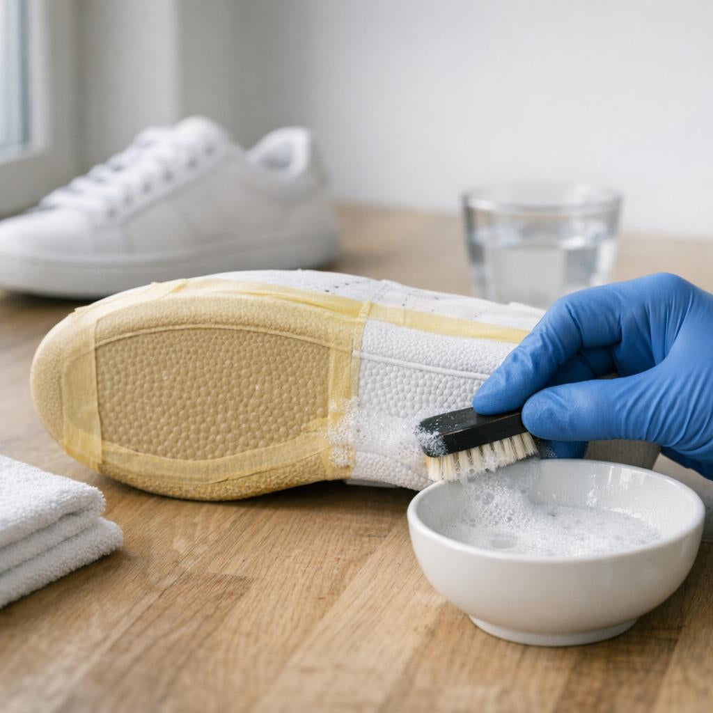 Vergeelde schoenzolen wit maken: veilige methodes