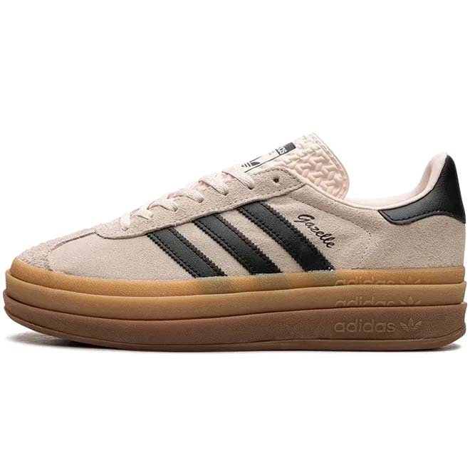 Adidas Gazelle Bold Wonder Quartz Black Gum front view roze suede sneaker platform zool