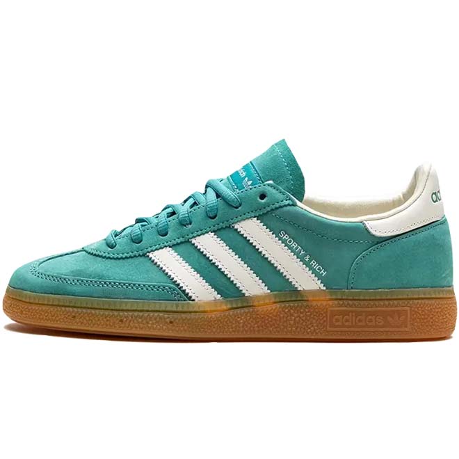 Adidas Handball Spezial Sporty and Rich Green front view groene suede sneaker