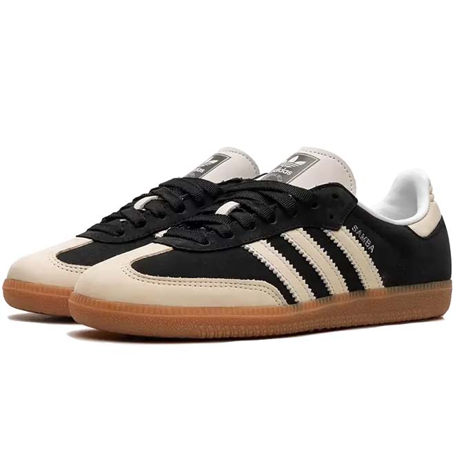 Adidas Samba OG Black Wonder White zijkant 3 stripes en gum sole detail