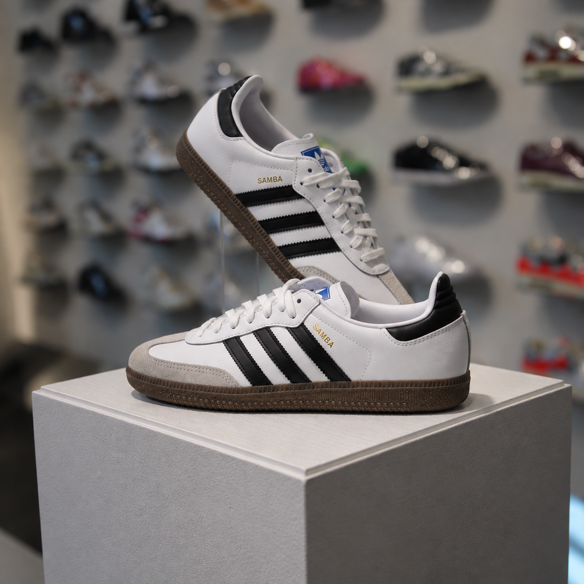 adidas Samba OG GS White Black Gum in de winkel met echte kleur en premium leren afwerking