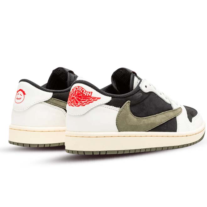 Air Jordan 1 Retro Low OG SP Travis Scott Olive women back view sneaker  