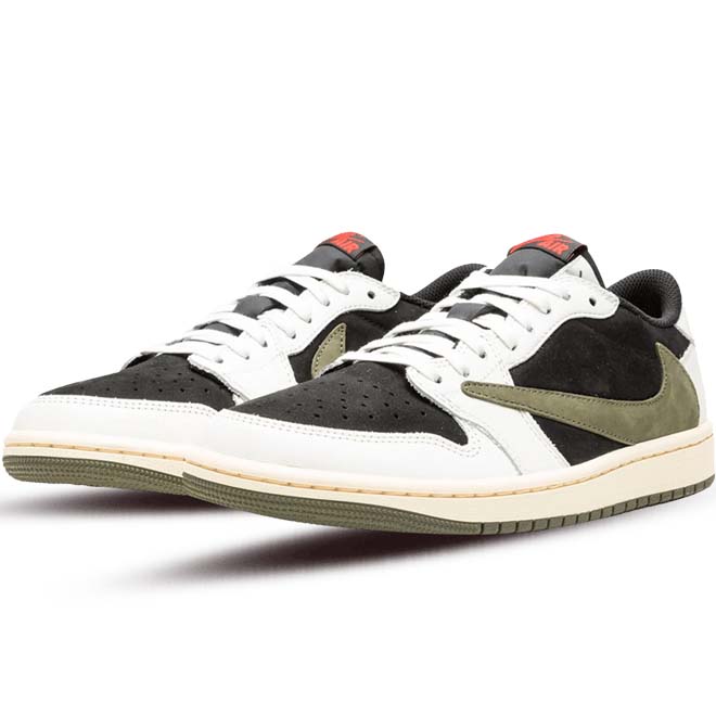 Air Jordan 1 Retro Low OG SP Travis Scott Olive women side view sneaker  