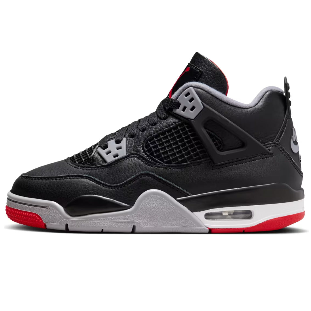 Air Jordan 4 Retro Bred Reimagined GS front view sneaker