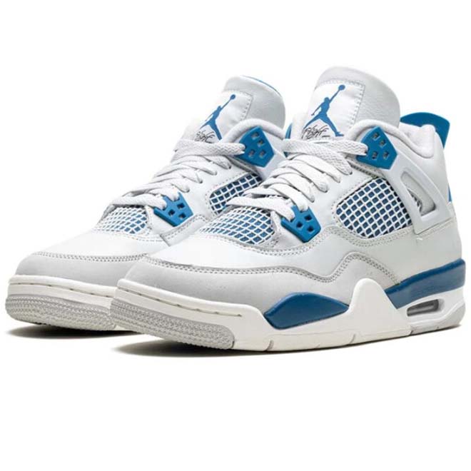 Air Jordan 4 Retro Military Blue GS side view grade school sneaker