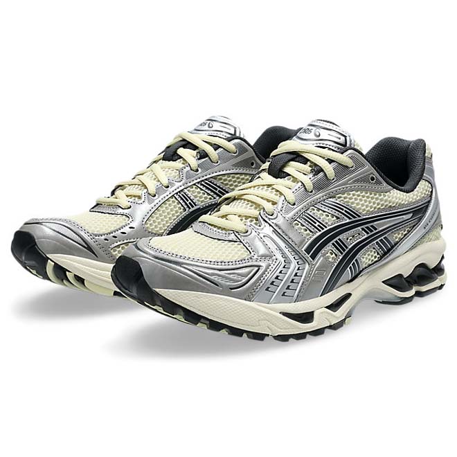 ASICS Gel Kayano 14 Oyster White Steeple Grey zijkant logo en design detail