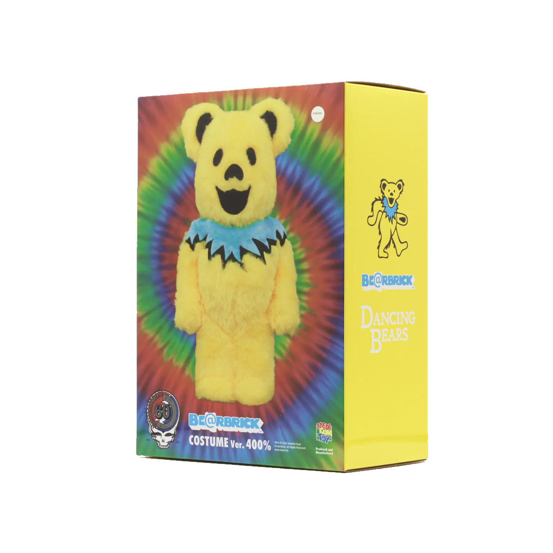 Bearbrick Grateful Dead Dancing Bears 400% Yellow side view in box verpakking