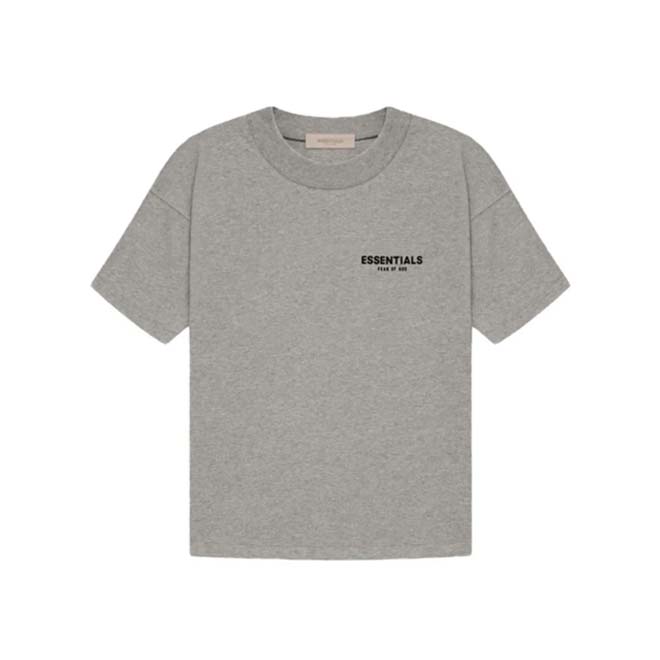 Fear of God Essentials Dark Oatmeal Summer Set front view beige t-shirt en short set