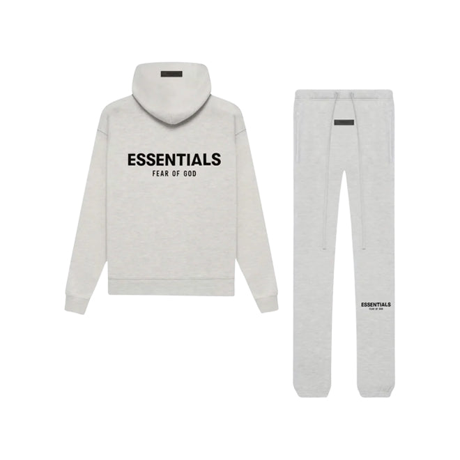 Fear of God Essentials Light Oatmeal set hoodie en broek overzicht