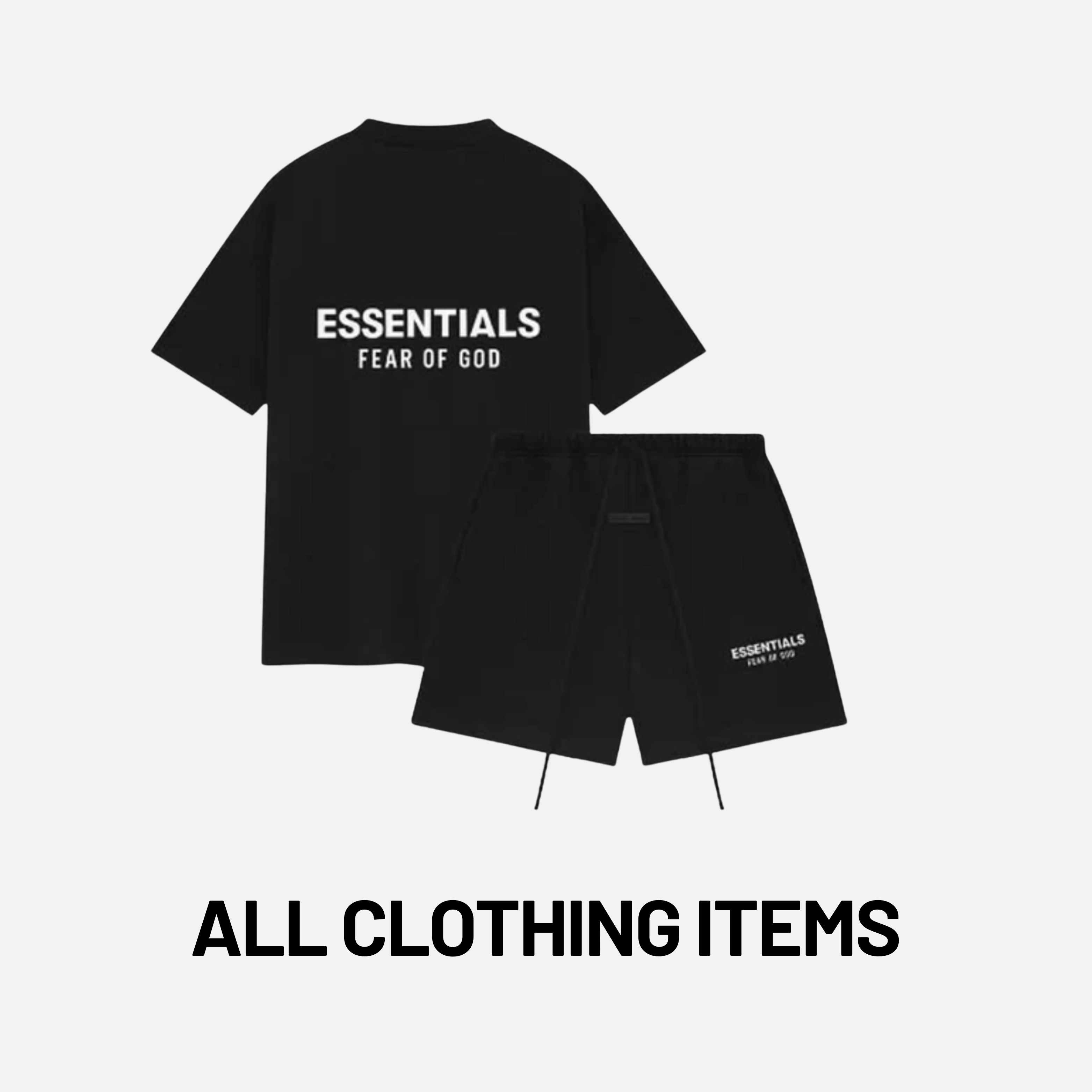 Essentials SS25 Jet Black set hoodie en broek zwart minimal streetwear Fear of God