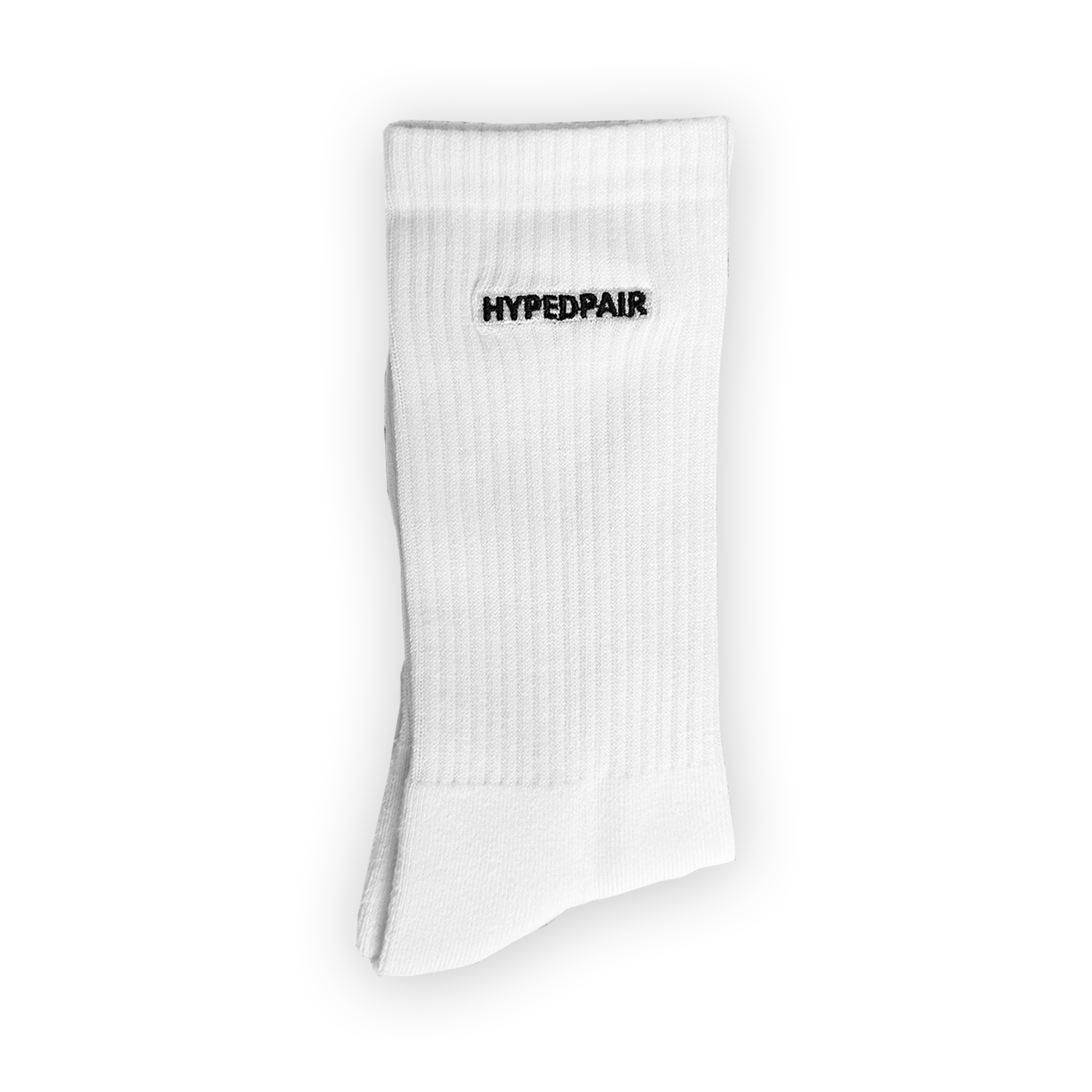 Hypedpair sportsokken wit stof en rib structuur detail close-up