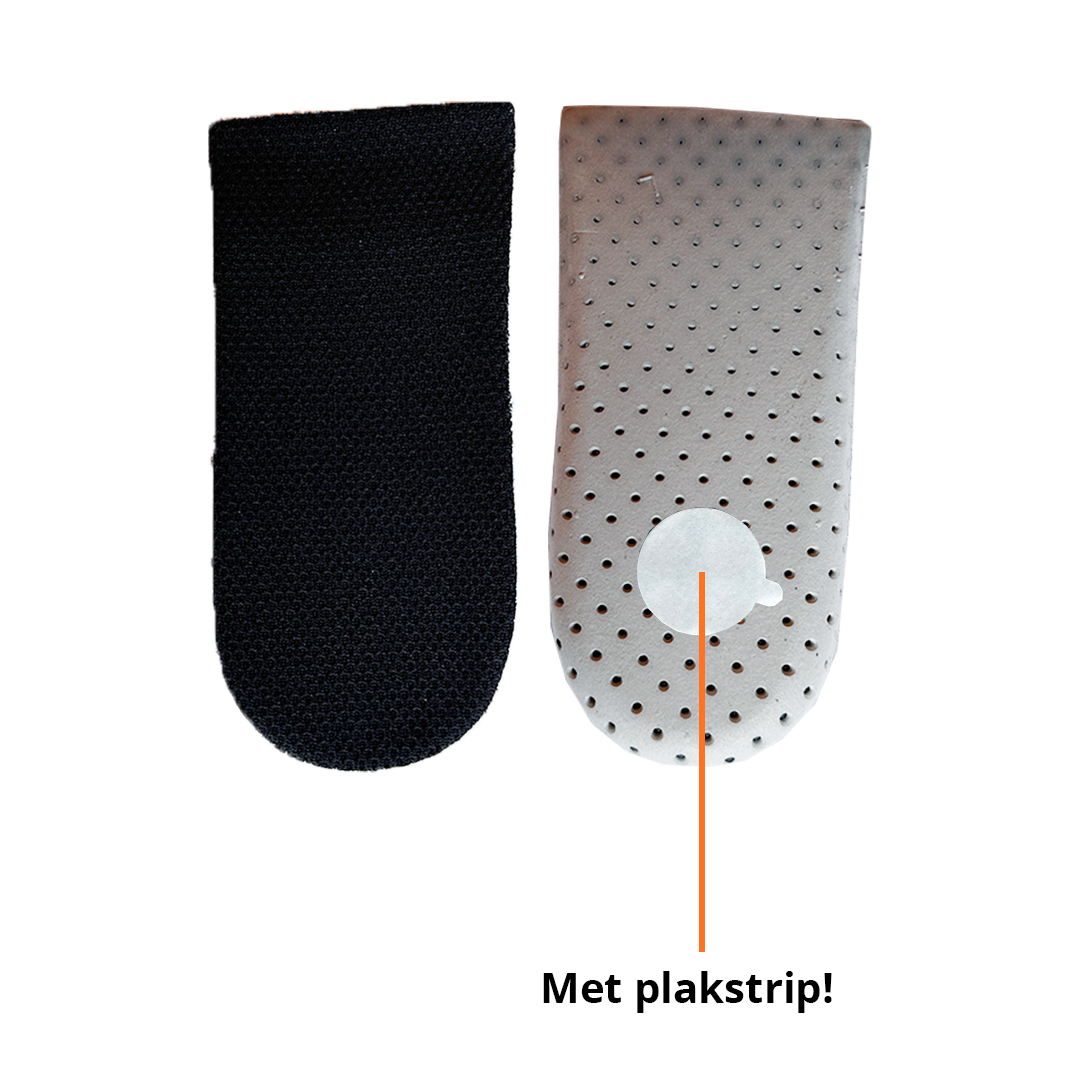 Kunststof hakverhoger 1,5 cm met plakstrip front view schoenen verhogen