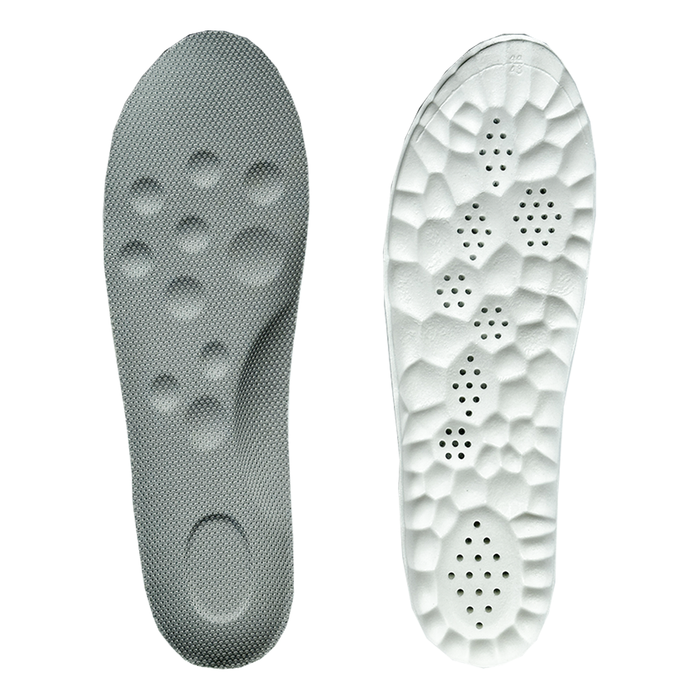 Memory foam inlegzolen bovenkant en onderkant overzicht detail zooltjes