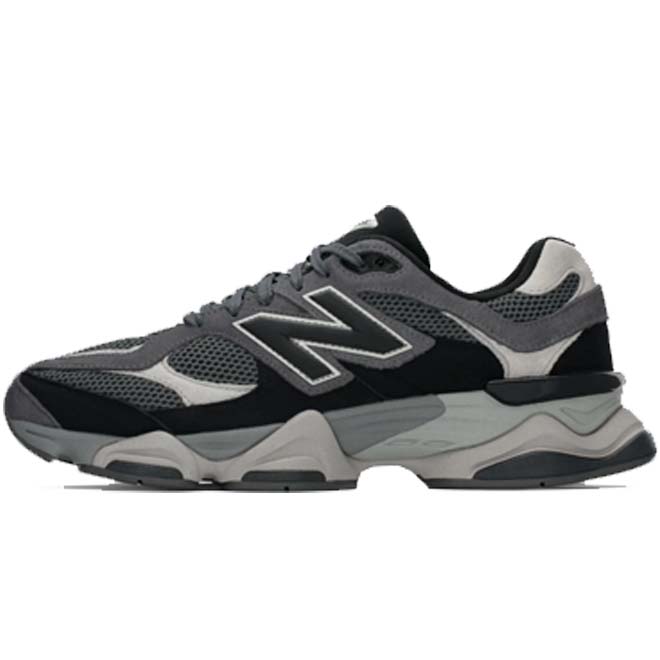 New Balance 9060 Black Castlerock front view zwarte grijze chunky sneaker