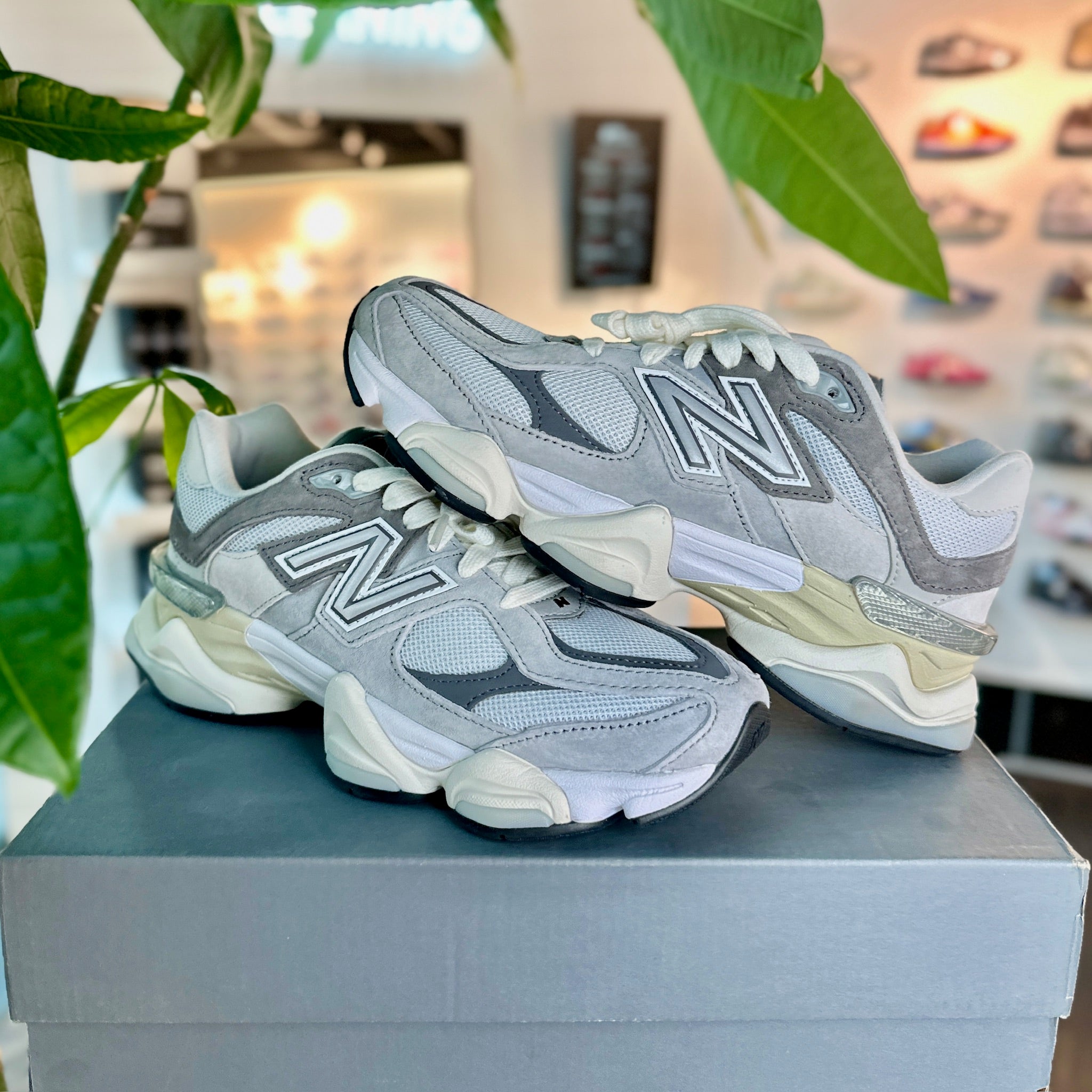 New Balance 9060 Rain Cloud Grey sneaker in-store real life