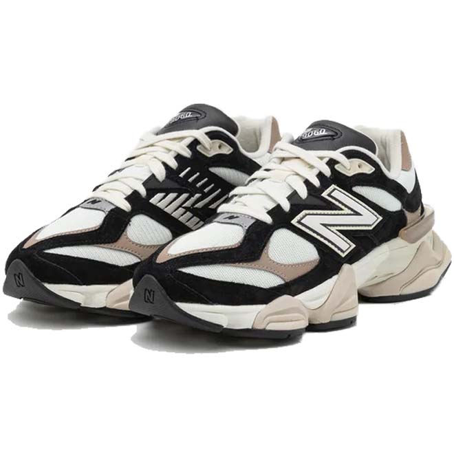 New Balance 9060 Sea Salt Bone zijkant N logo en chunky zool detail beige