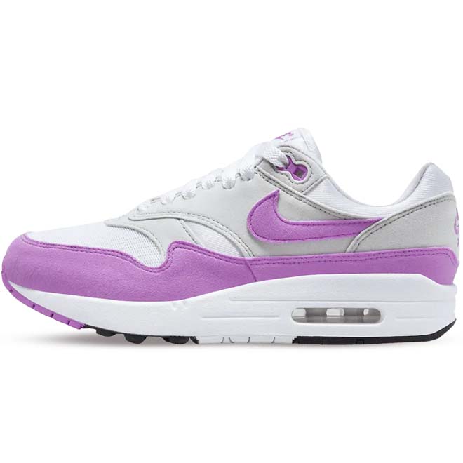 Nike Air Max 1 Fuchsia Dream dames front view roze witte sneaker