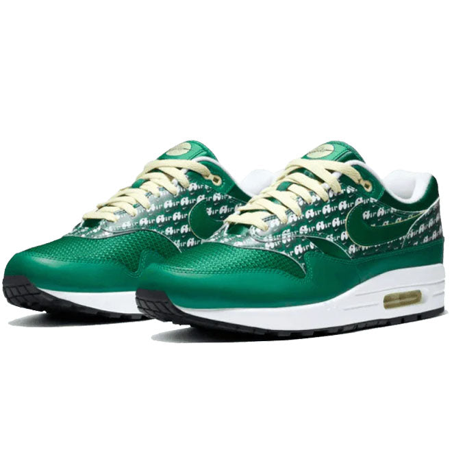 Nike Air Max 1 Limeade zijkant met groene upper en zichtbare Air unit