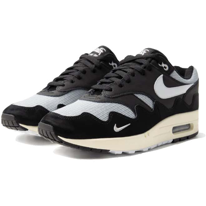 Nike Air Max 1 Patta Black Grey side view waves design detail zwart grijs