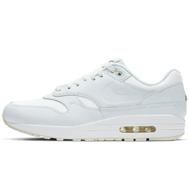 Nike Air Max 1 Rub Away White Khaki front view witte sneaker met khaki overlays