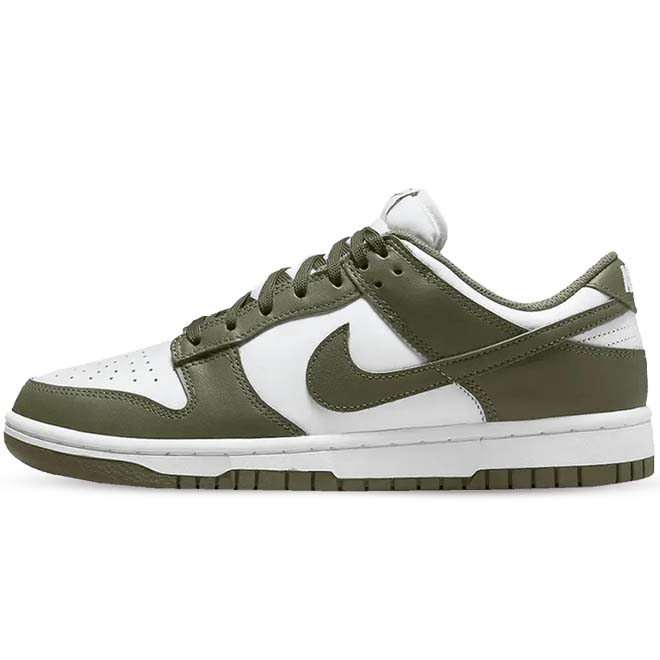 Nike Dunk Low Medium Olive front view groene witte sneaker