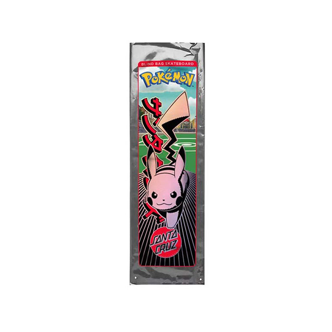 Pokémon Santa Cruz Skateboard Deck Blind Bag front view skateboard deck met Pokémon artwork