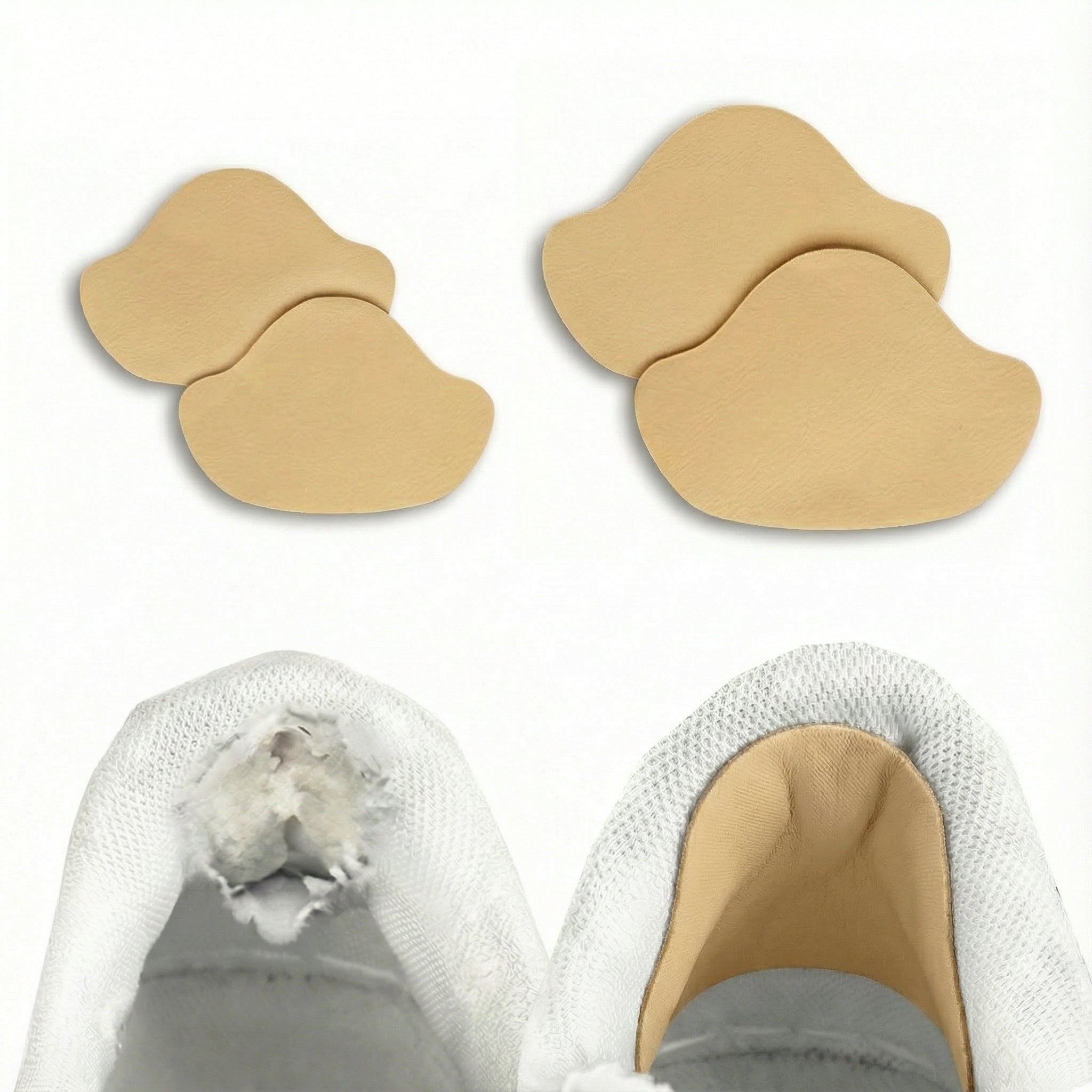 Schoen hiel reparatie beige 4 stuks front view hiel herstel