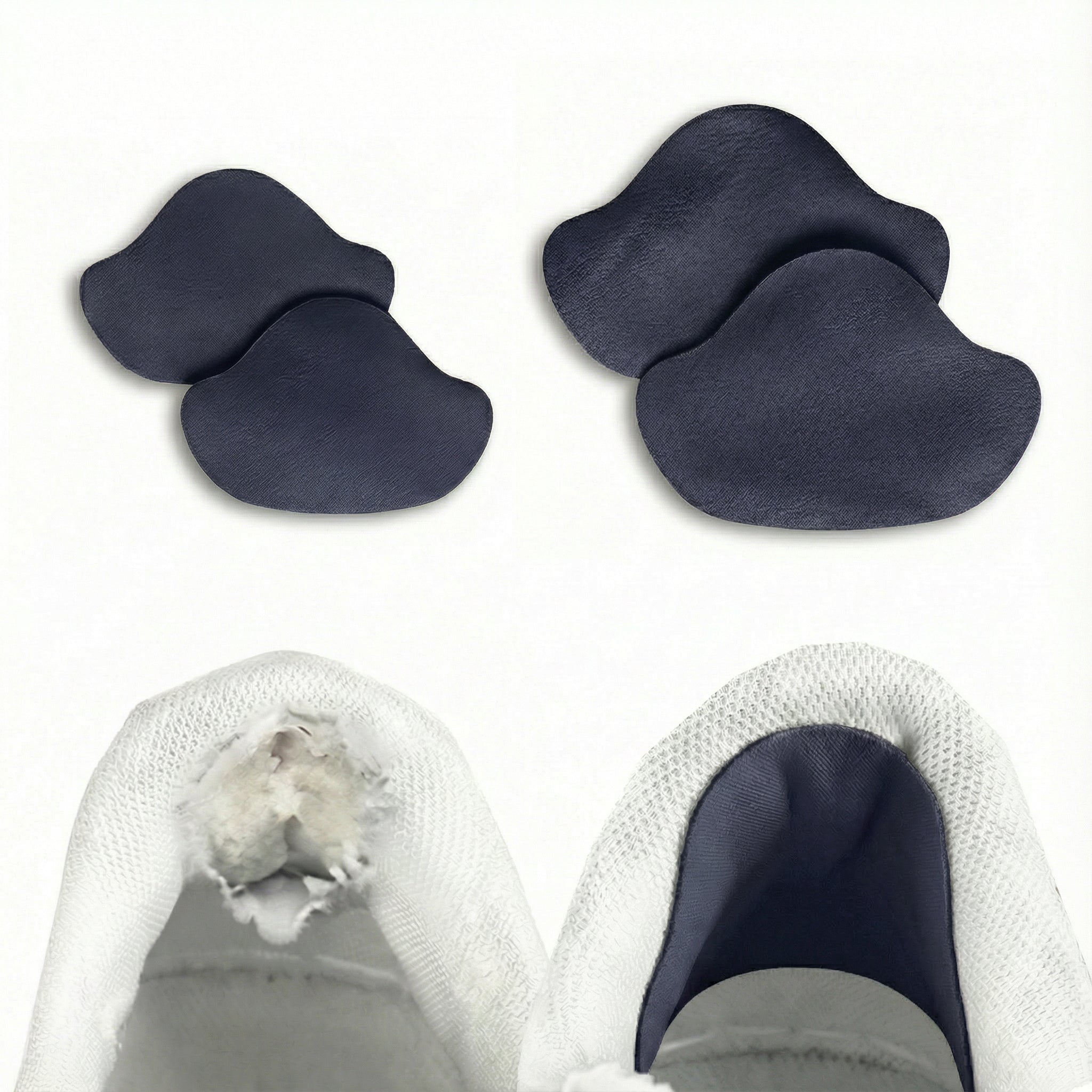 Schoen hiel reparatie donkerblauw 4 stuks front view hiel herstel