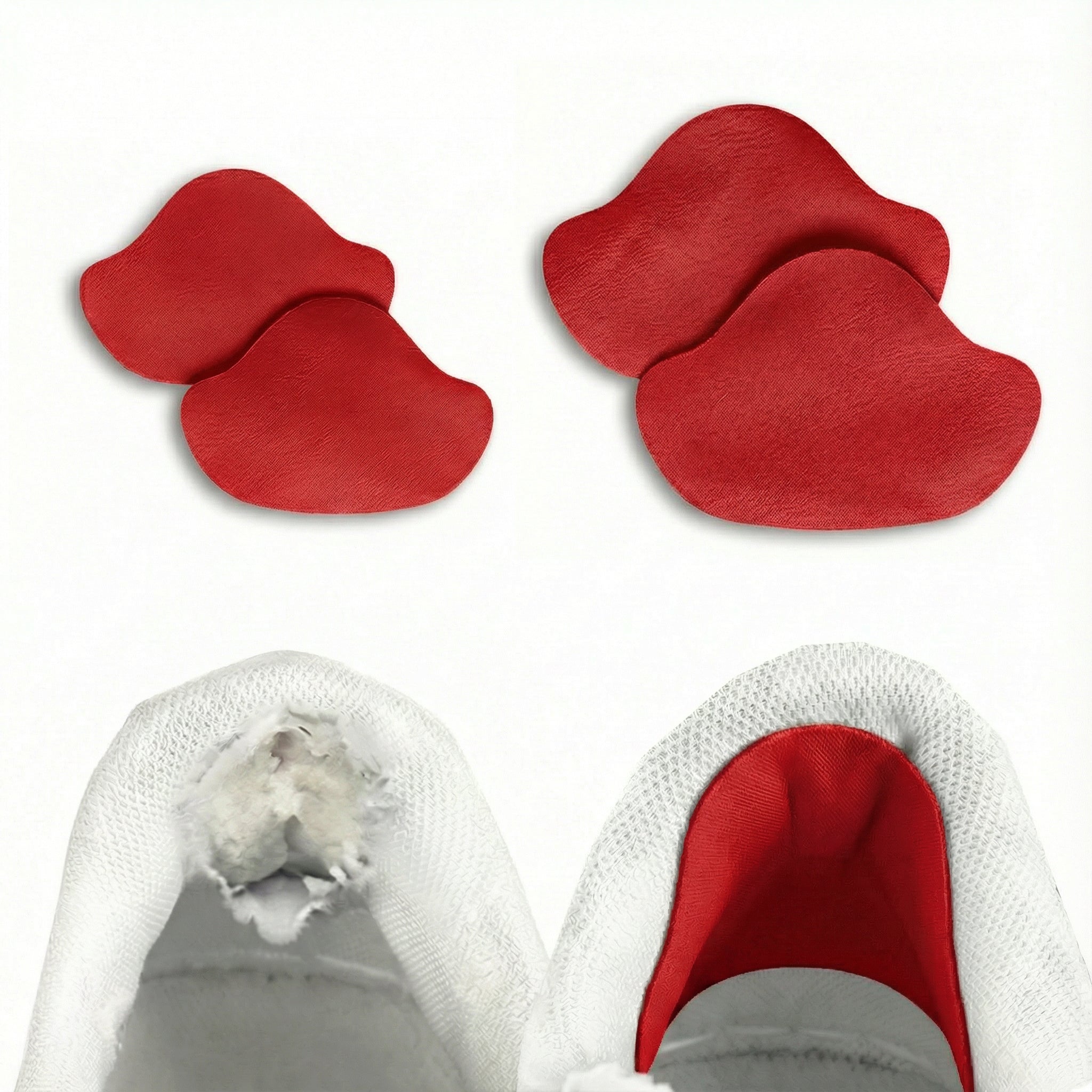 Schoen hiel reparatie rood 4 stuks front view hiel herstel