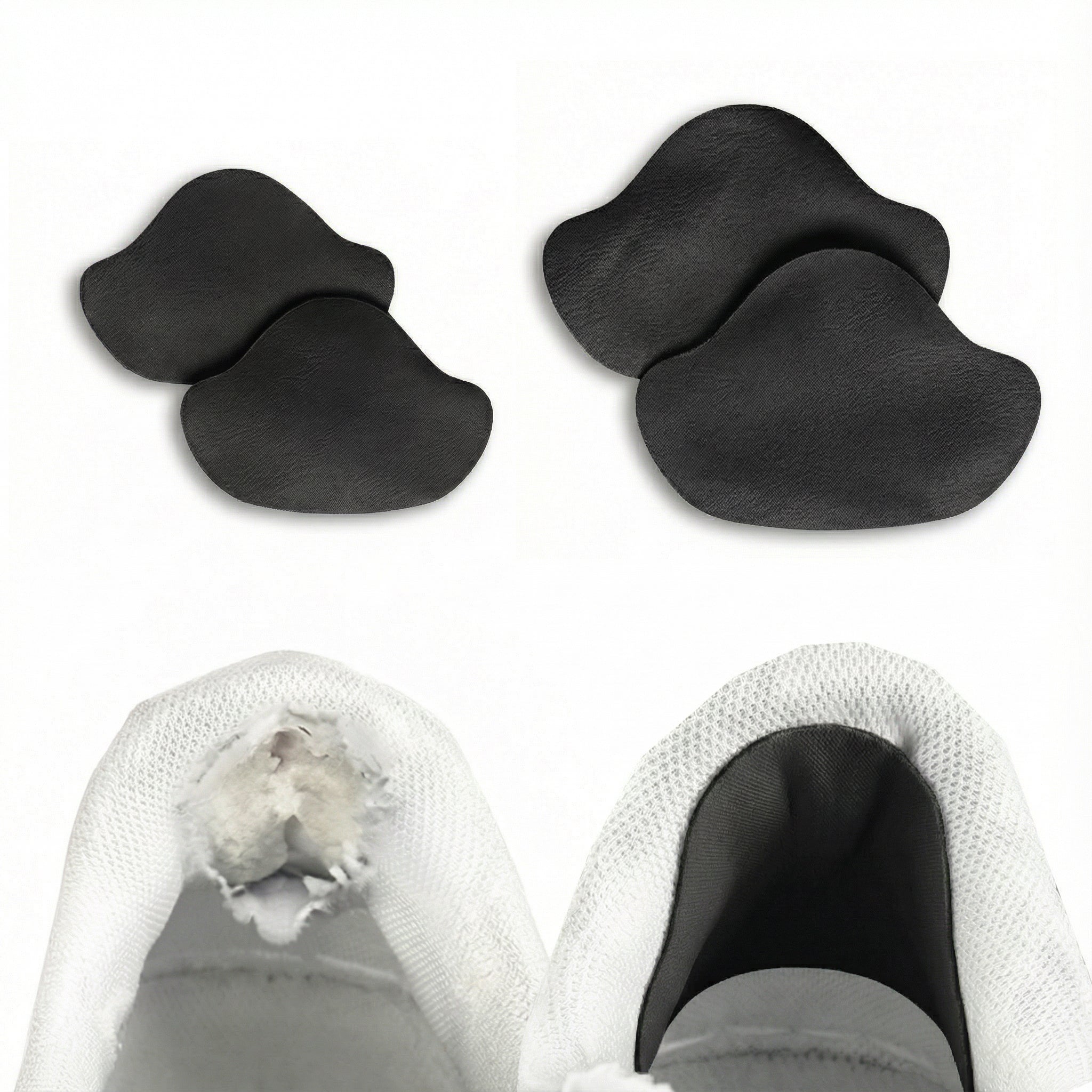 Schoen hiel reparatie zwart 4 stuks front view hiel herstel