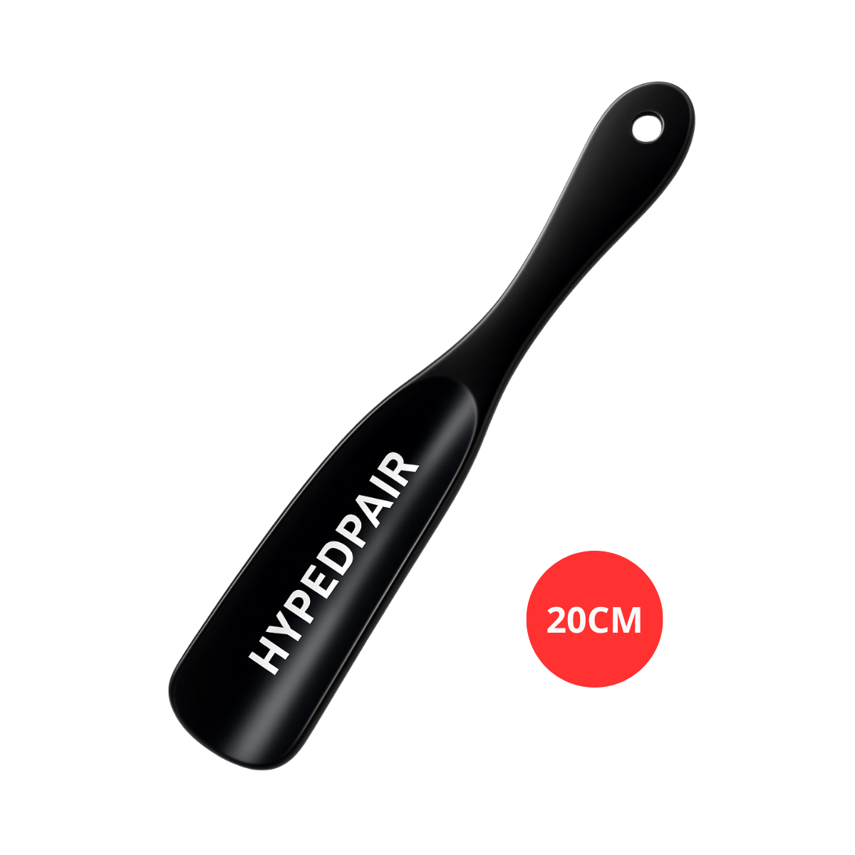 Schoenlepel kunststof 20 cm kort front view met ophanggat